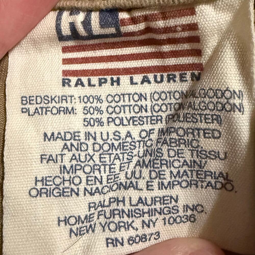 Vintage Ralph Lauren Light Brown Tan Queen Cotton Bedskirt EUC - Picture 2 of 2